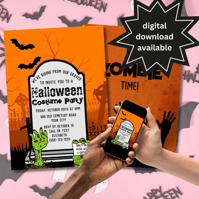 Convite de Festa de Halloween de Fantasia de Zumbi (Criador carregado)