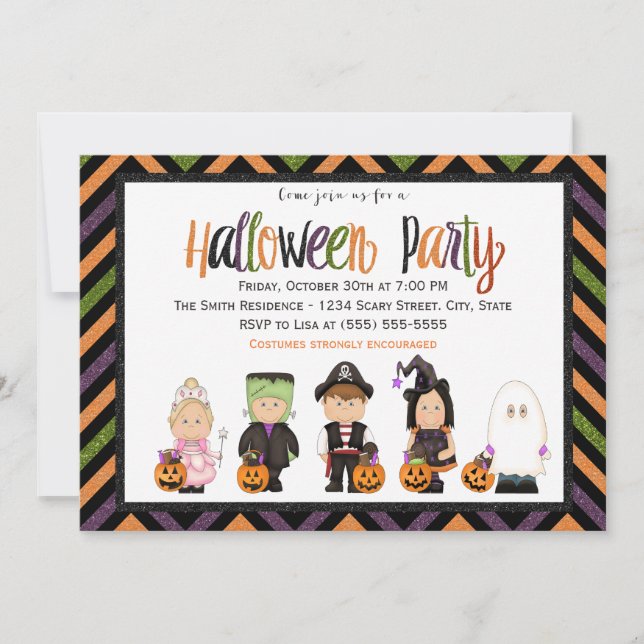 Convite de festa de Halloween de fantasia infantil (Frente)