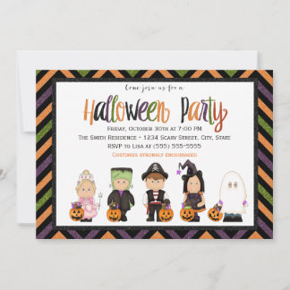 Convite de festa de Halloween de fantasia infantil