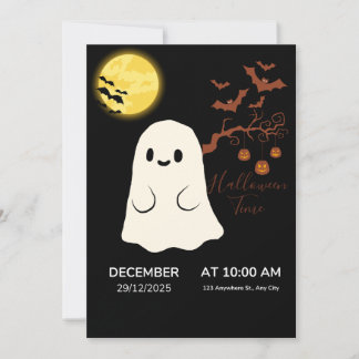 Convite de Festa de Halloween de Fantasma Fofo
