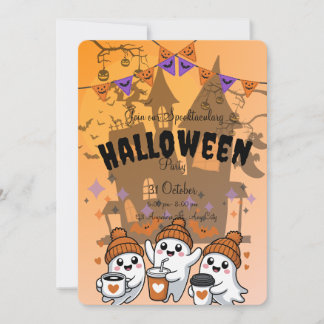 Convite de Festa de Halloween de Fantasma Fofo