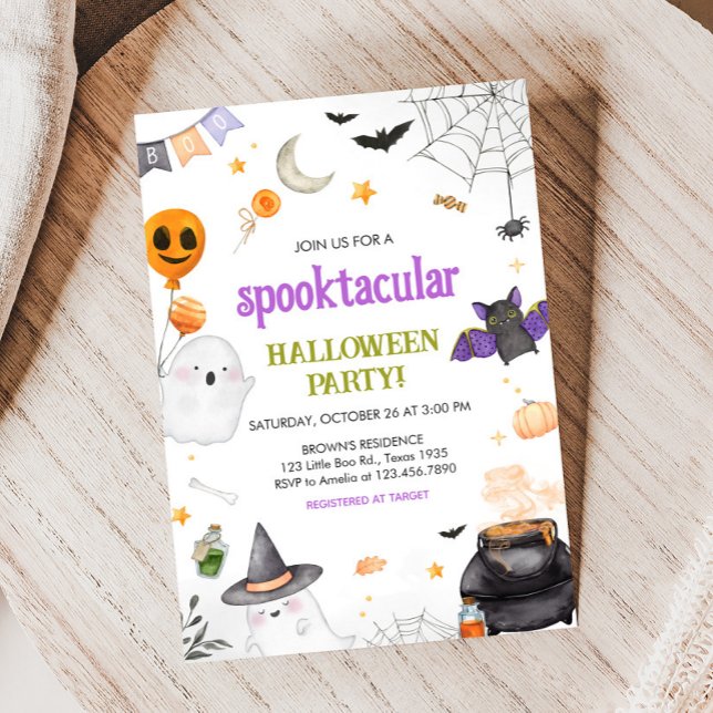 Convite de Festa de Halloween de Fantasma Spooktac (Ghost Spooktacular Halloween Party Invitation)