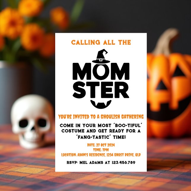 Convite de Festa de Halloween de Império | Spooky  (Momster Halloween Party Invitation - Spooky Fun )