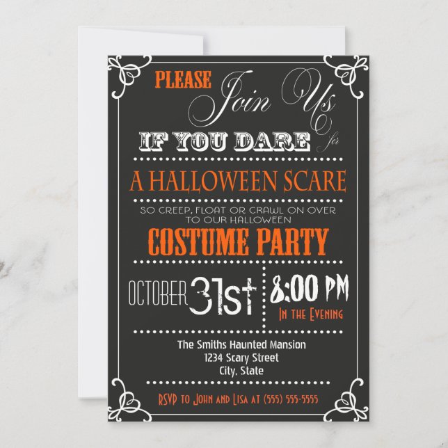 Convite de festa de Halloween de tipografia (Frente)