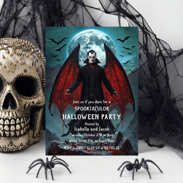 Convite de Festa de Halloween de Vampiro Gótico Mo (Criador carregado)