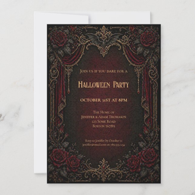 convite de festa de Halloween de vampiro vintage (Frente)