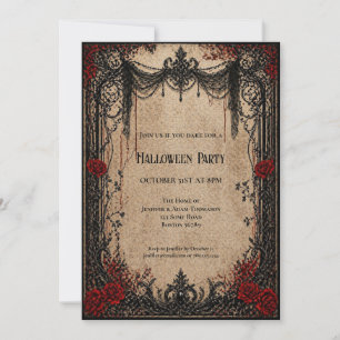 convite de festa de Halloween de vampiro vintage