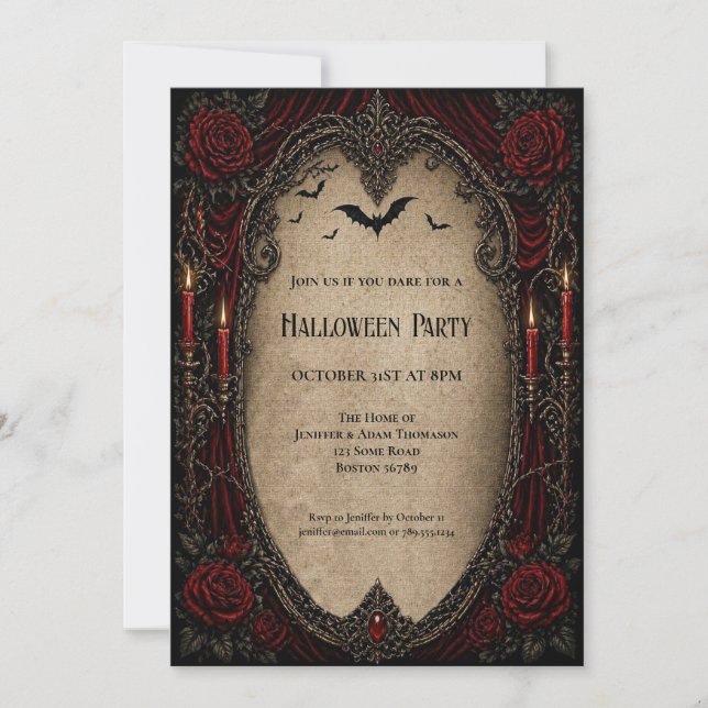 convite de festa de Halloween de vampiro vintage (Frente)