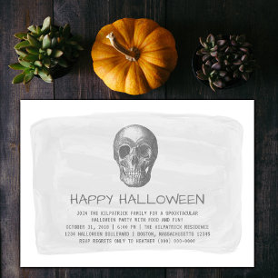 Convite de Festa de Halloween do Caveira da cinza