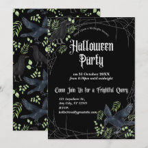 Convite de festa de Halloween do Corvo em Preto