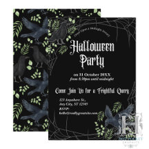 Convite de festa de Halloween do Corvo em Preto