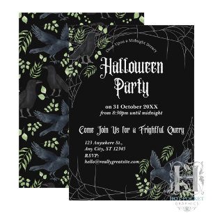 Convite de festa de Halloween do Corvo em Preto