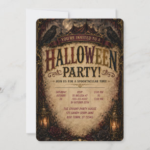 🕯️🦇 Convite de Festa de Halloween do Corvo Gótic