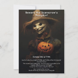 Convite de Festa de Halloween do Espantalho Assust
