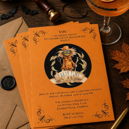 Convite de Festa de Halloween do Espantalho Legal