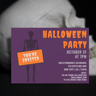 Convite de Festa de Halloween do Esqueleto Assusta