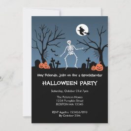 Convite de Festa de Halloween do Esqueleto Dançant