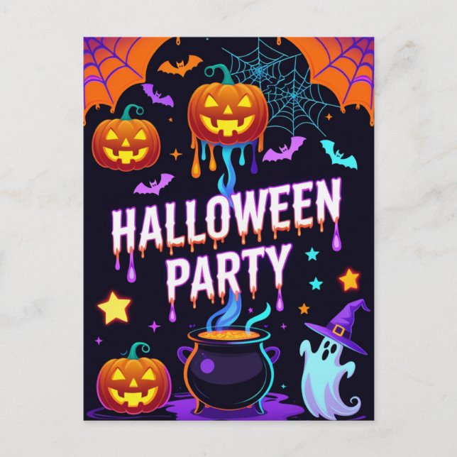 Convite de Festa de Halloween do Fantasma e Abóbor (Frente)