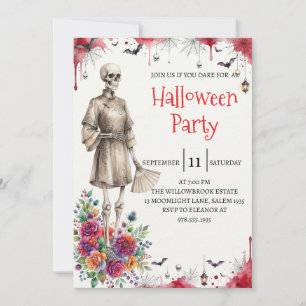 Convite de festa de Halloween do homem esqueleto g