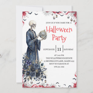 Convite de festa de Halloween do homem esqueleto g