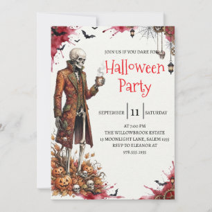 Convite de festa de Halloween do homem esqueleto g