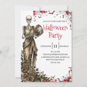 Convite de festa de Halloween do homem esqueleto g