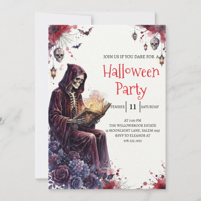 Convite de festa de Halloween do homem esqueleto g (Frente)