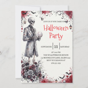 Convite de festa de Halloween do homem esqueleto g