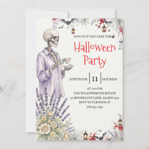Convite de festa de Halloween do homem esqueleto g