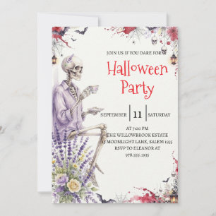 Convite de festa de Halloween do homem esqueleto g