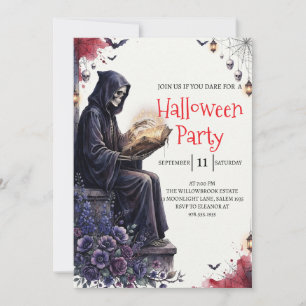 Convite de festa de Halloween do homem esqueleto g