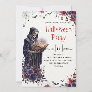 Convite de festa de Halloween do homem esqueleto g