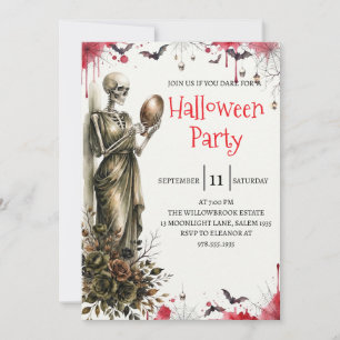 Convite de festa de Halloween do homem esqueleto g