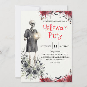 Convite de festa de Halloween do homem esqueleto g