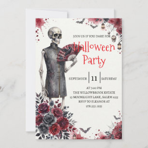 Convite de festa de Halloween do homem esqueleto g