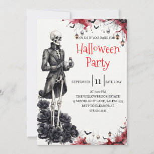 Convite de festa de Halloween do homem esqueleto g