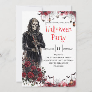 Convite de festa de Halloween do homem esqueleto g
