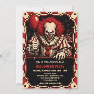 Convite de Festa de Halloween do Palhaço de Terror