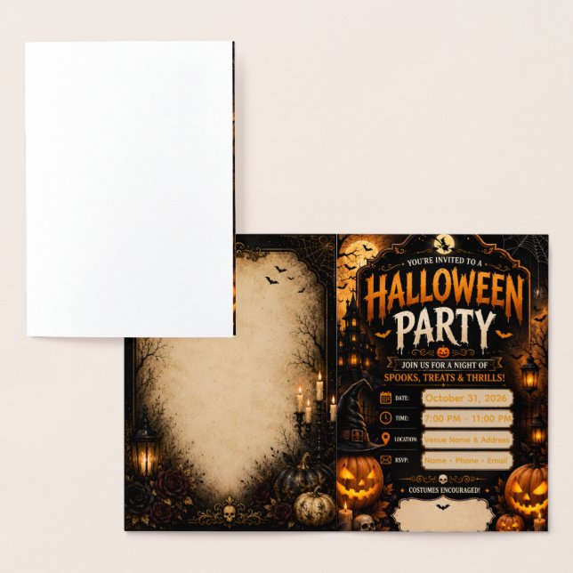 Convite de Festa de Halloween Editável | Abóbora G (Exibição)