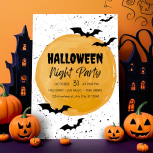 Convite de festa de Halloween editável Morcegos Pr