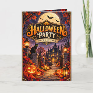 Convite de festa de Halloween elegante   Casa asso