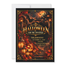 Convite de festa de Halloween elegante com morcego