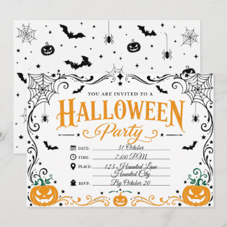 Convite de Festa de Halloween Elegante e Gótico Pe