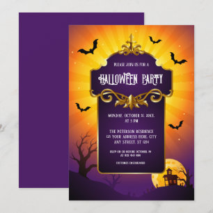 Convite de festa de Halloween elegante gótico
