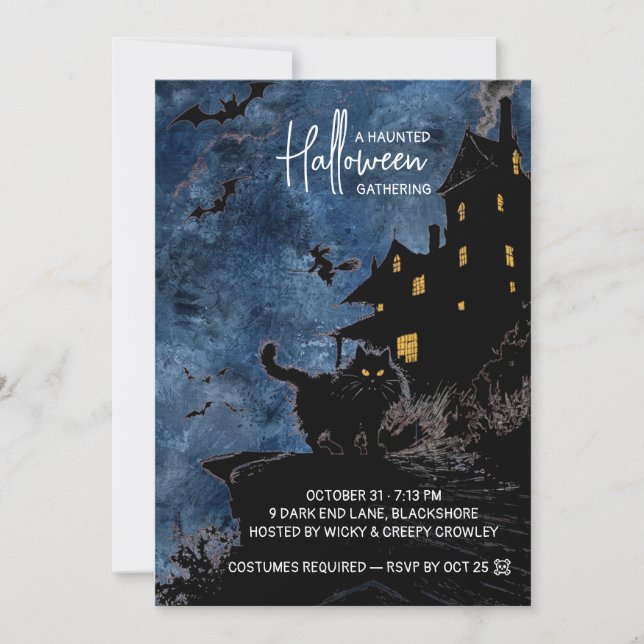 Convite de Festa de Halloween em Casa Assombrada – (Frente)