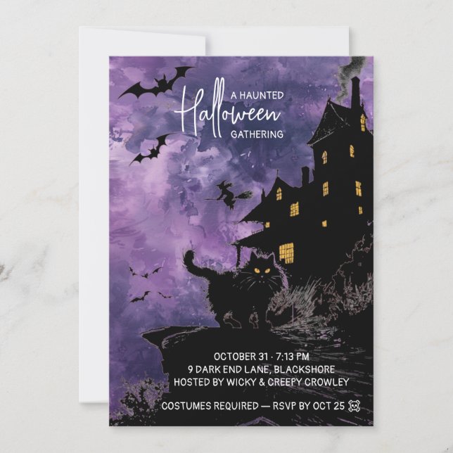 Convite de Festa de Halloween em Casa Assombrada – (Frente)
