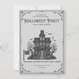 Convite de Festa de Halloween em Casa Assombrada e