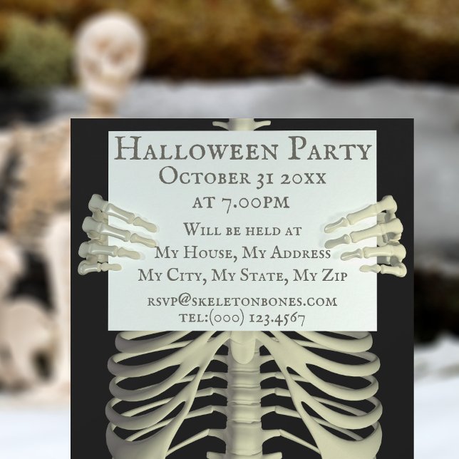 Convite de Festa de Halloween Esqueleto Assustador (Spooky skeleton invitations for all sorts of spooky occasions)
