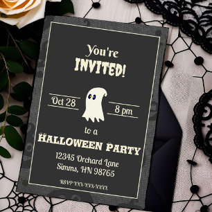 Convite de Festa de Halloween Fantasma Preto e Bra