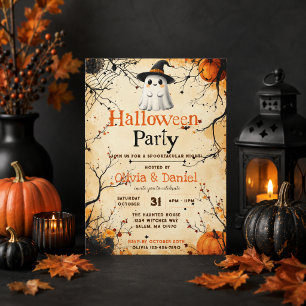 Convite de Festa de Halloween Fantasma Vintage